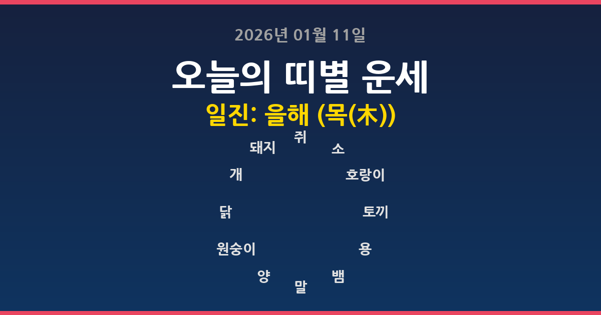 🔮 오늘의 운세 2026년 01월 11일 - 12띠별 운세