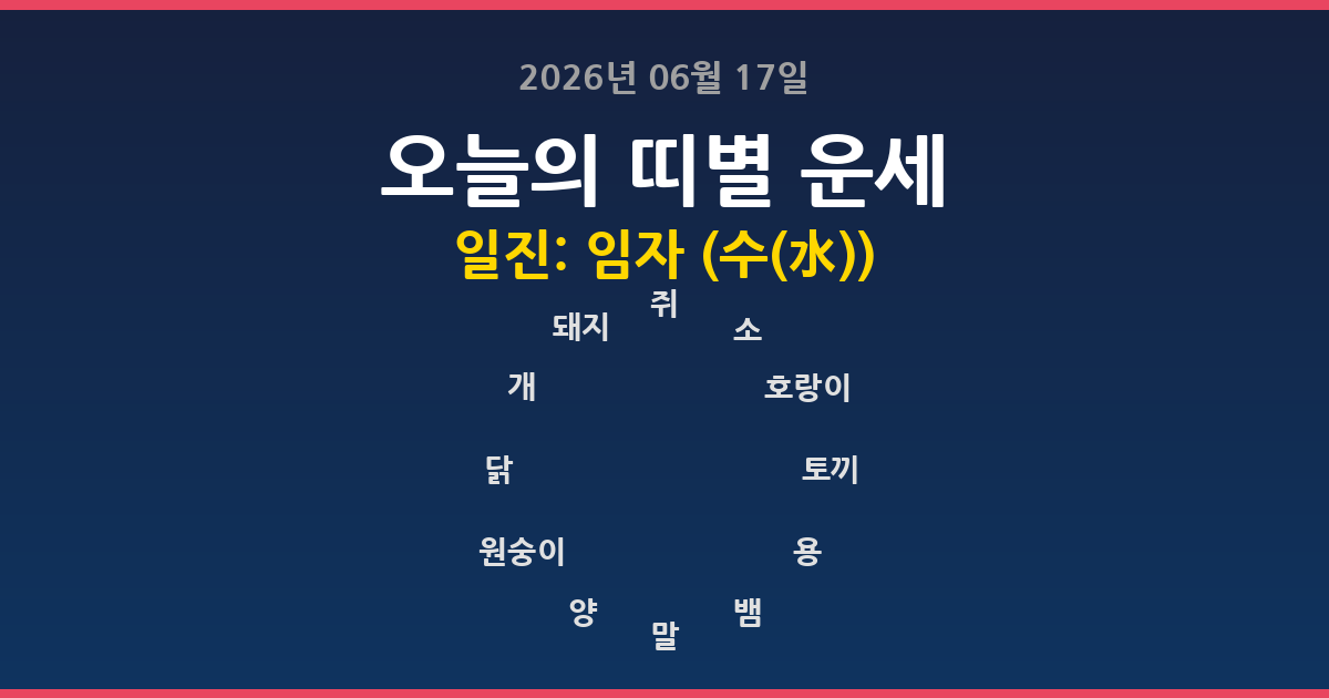 🔮 오늘의 운세 2026년 06월 17일 - 12띠별 운세