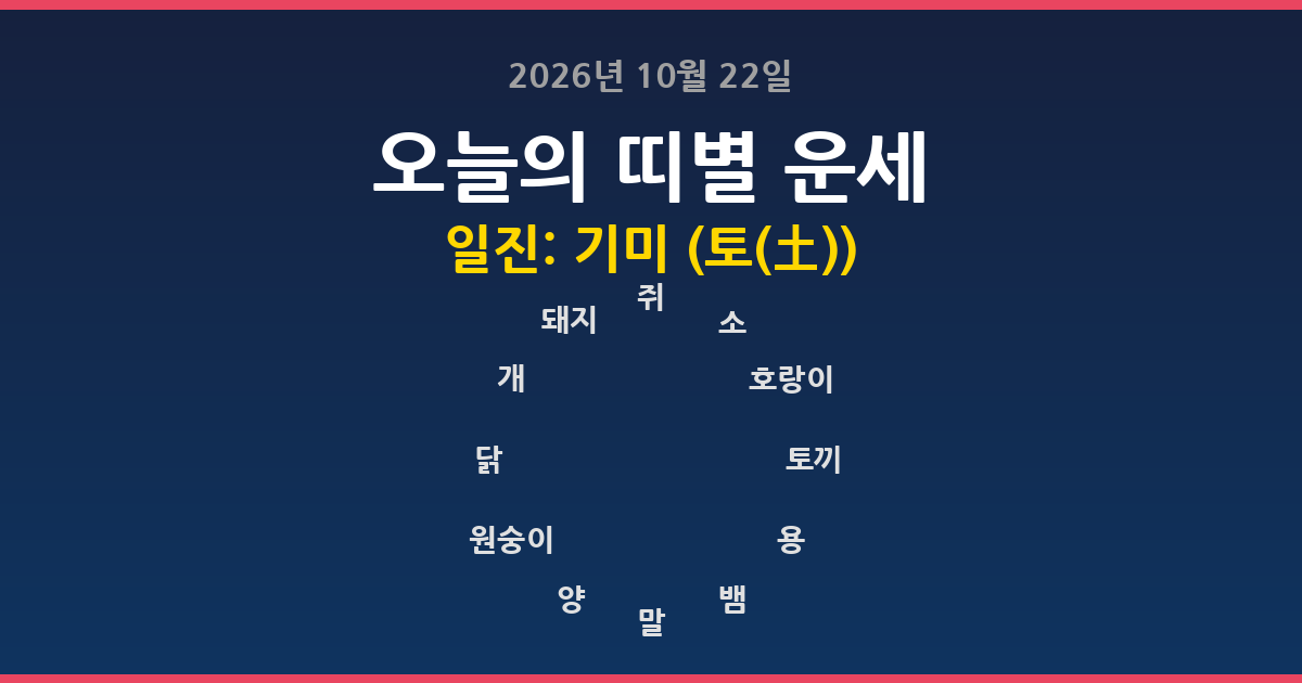 🔮 오늘의 운세 2026년 10월 22일 - 12띠별 운세