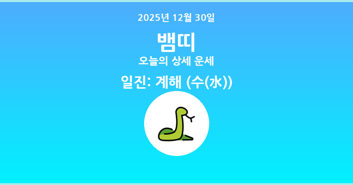 오늘의 운세 2025년 12월 30일 뱀띠