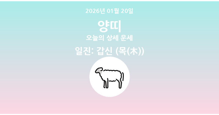오늘의 운세 2026년 01월 20일 양띠