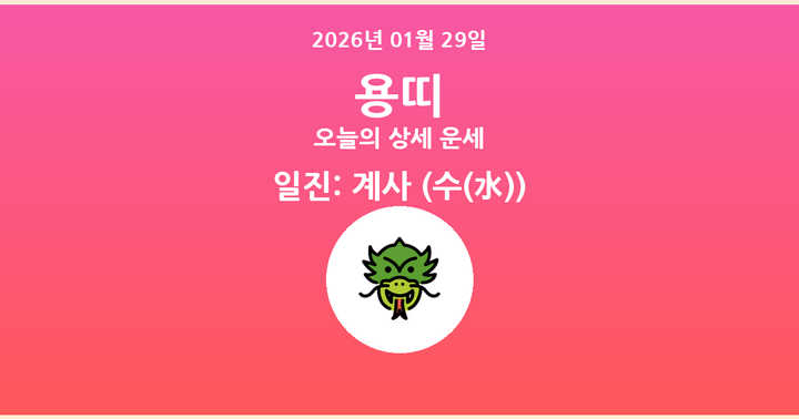 오늘의 운세 2026년 01월 29일 용띠