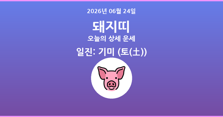 오늘의 운세 2026년 06월 24일 돼지띠