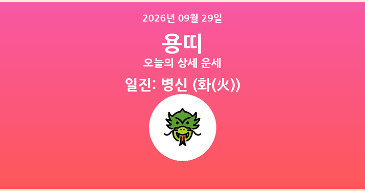 오늘의 운세 2026년 09월 29일 용띠