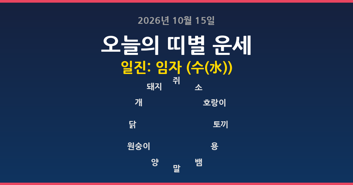 오늘의 운세 2026년 10월 15일 12띠별